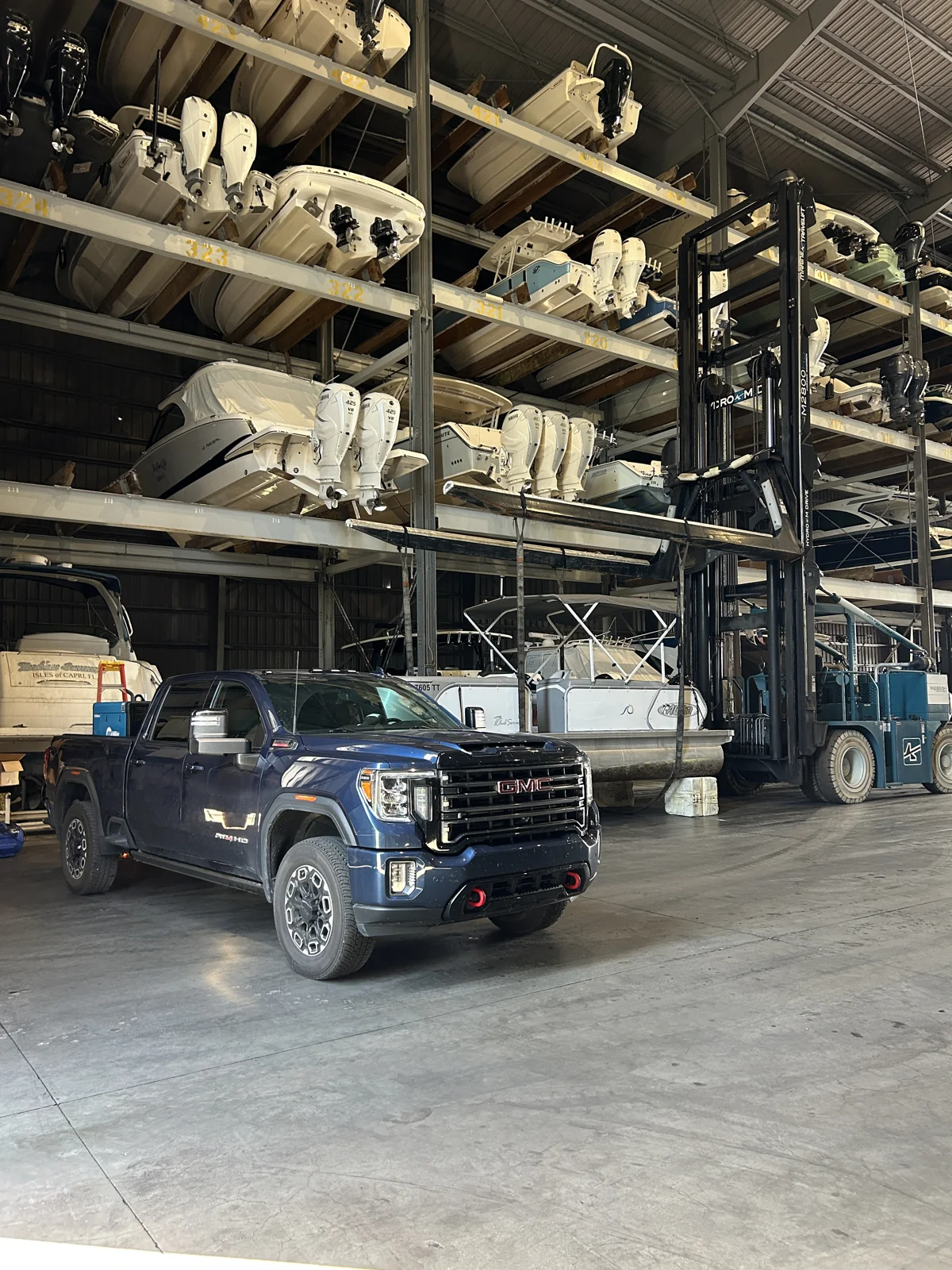 On Time Welding service truck at a Southwest Florida marina